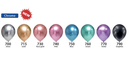 Balony lateksowe 12" Chrome Niebieskie, 30 cm, 50 szt. zestaw, lustrzane - Flowballoons zdjęcie 2