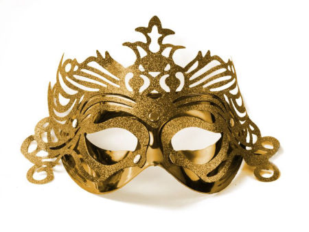 Maska karnawałowa, maseczka z ornamentem, glamour złota - PartyDeco zdjęcie 1