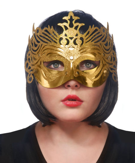 Maska karnawałowa, maseczka z ornamentem, glamour złota - PartyDeco zdjęcie 2