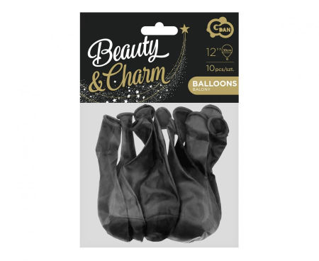 Balony Beauty&Charm, metaliki czarne 12"/ zestaw 10 szt. - Godan zdjęcie 3