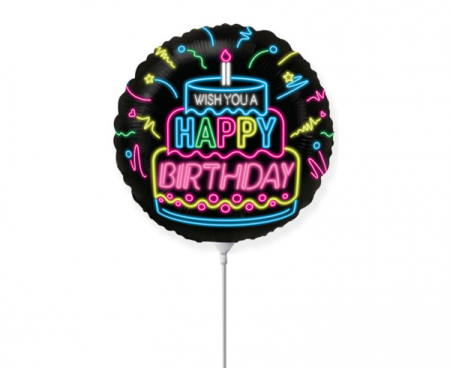 Balon foliowy 14" FX - "Happy Birthday" NEON - Flexmetal zdjęcie 1