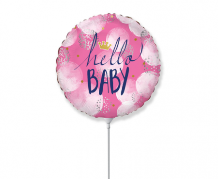 Balon foliowy 14" FX - "Hello Baby" (różowy) - Flexmetal zdjęcie 1