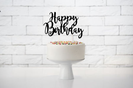 Topper / piker na tort Happy Birthday, czarny, 22,5cm - duży! - PartyDeco zdjęcie 2