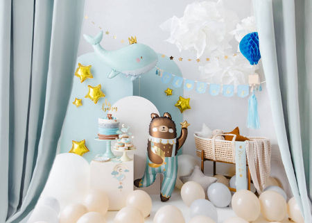 Balon foliowy Miś, 72x104 cm, baby shower, duży - PartyDeco zdjęcie 2