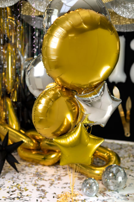 Balon foliowy 24" okrągły Pastylka, 59 cm, złoty - PartyDeco zdjęcie 3
