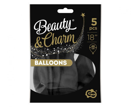 Balony Beauty&Charm, pastelowe, czarne 18" / zestaw 5 szt. - Godan zdjęcie 3