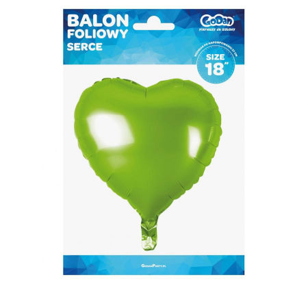 Balon foliowy "Serce", jasno-zielone, 18" - Godan zdjęcie 2