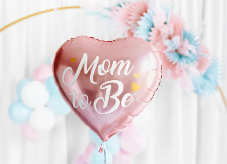 Balon foliowy 14" Mom to Be, 35cm, różowy, baby shower, będziesz mamą - PartyDeco zdjęcie 4