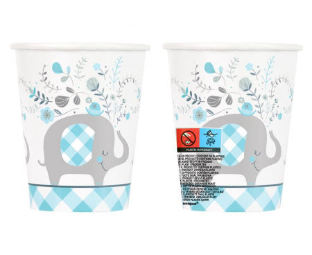 Kubeczki papierowe Floral Elephant, niebieskie, 266 ml, 8 szt.(sup label) - Unique zdjęcie 2