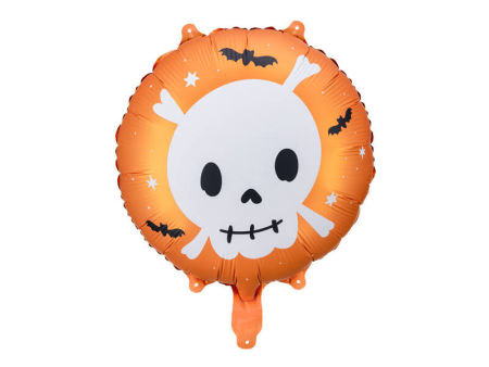 Balon foliowy czaszka, halloween, pomarańczowy, 45 cm, - PartyDeco zdjęcie 1