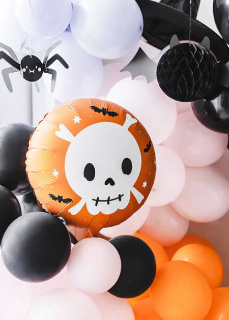 Balon foliowy czaszka, halloween, pomarańczowy, 45 cm, - PartyDeco zdjęcie 2