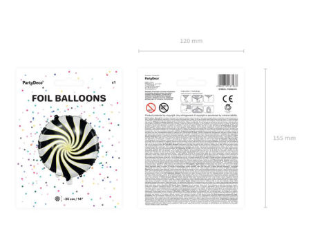 Balon foliowy 14" Lizak, Cukierek, 35cm, czarny, spirala - PartyDeco zdjęcie 3