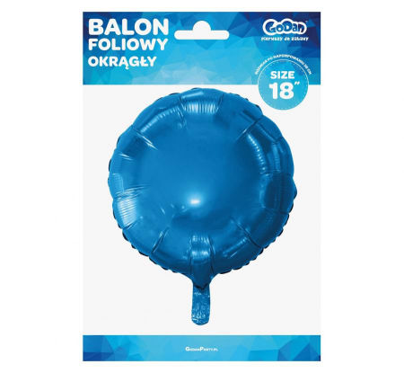 Balon foliowy "Okrągły", niebieski, 18" - Godan zdjęcie 2