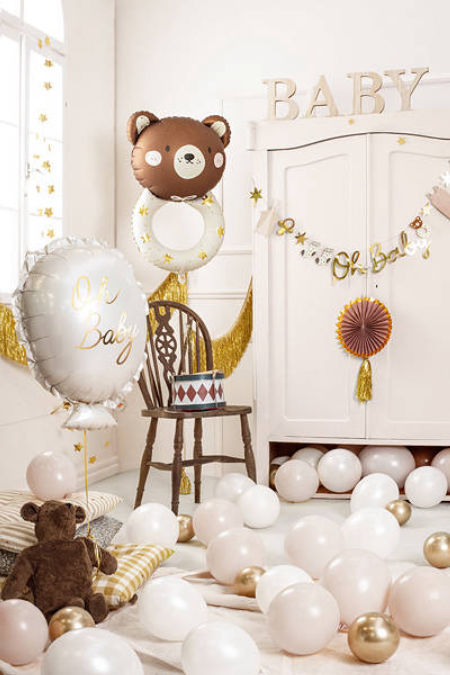 Balon foliowy Grzechotka miś, 61x88 cm, baby shower - PartyDeco zdjęcie 3