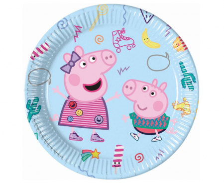 Talerzyki papierowe Peppa Pig (Hasbro), next generation, 23 cm, 8 szt. (plastic-free) - Procos zdjęcie 1