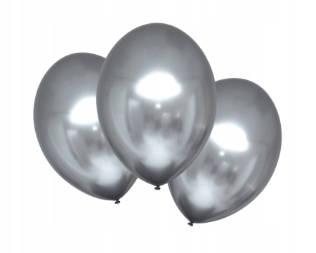 Balony lateksowe Satin Luxe Chrome, platynowe, chrom, lustrzane, Srebrne 28cm, 6 szt. - Amscan zdjęcie 1