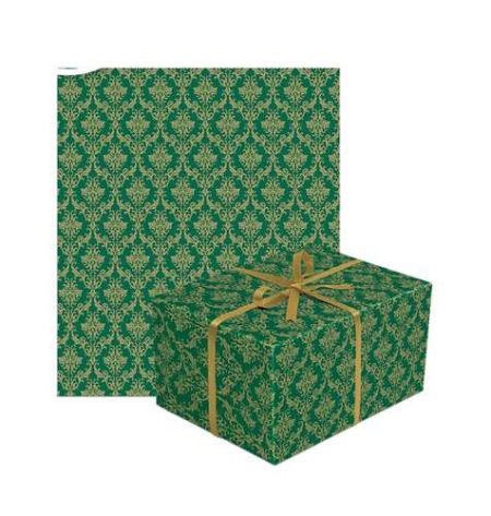 Papier prezentowy, złoty ornament, zielony, 70x200cm zdjęcie 1