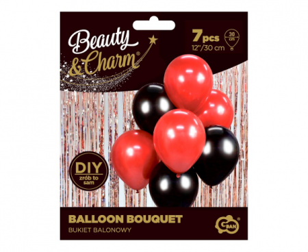 Bukiet balonowy B&C czerwono-czarny, 7 szt., zestaw - Godan S.A. zdjęcie 3