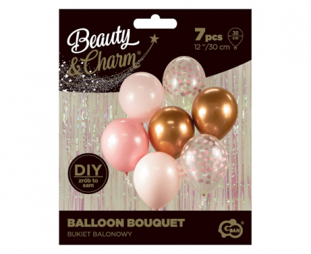 Bukiet balonowy 12" B&C różowo-miedziany, 7 szt. - Godan S.A. zdjęcie 2