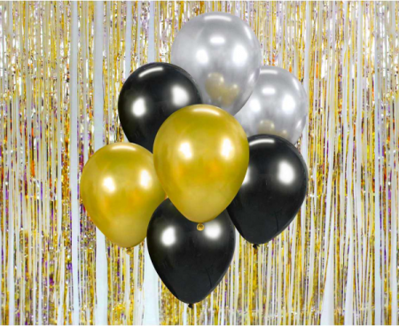 Bukiet balonowy B&C złoto-srebrno-czarny, 7 szt., zestaw - Godan S.A. zdjęcie 2