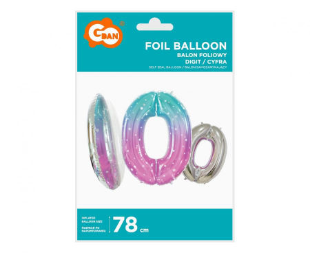 Balon foliowy Cyfra 0, Kosmos, 78 cm - Godan S.A. zdjęcie 2