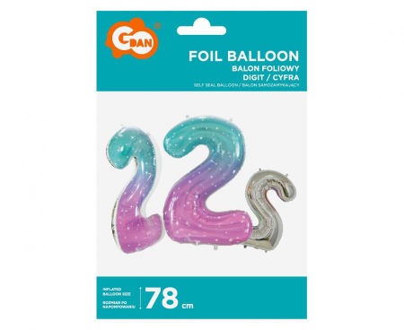 Balon foliowy Cyfra 2, Kosmos, 78 cm - Godan S.A. zdjęcie 2