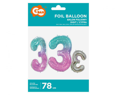 Balon foliowy Cyfra 3, Kosmos, 78 cm - Godan S.A. zdjęcie 2