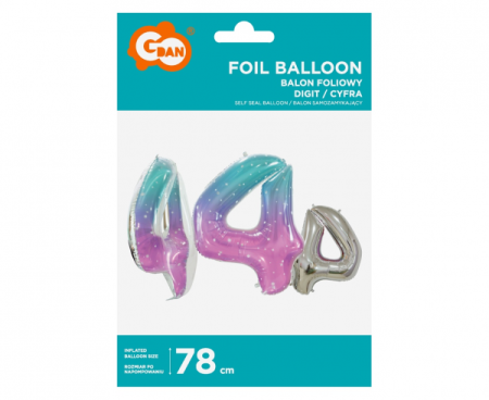 Balon foliowy Cyfra 4, Kosmos, 78 cm - Godan S.A. zdjęcie 2