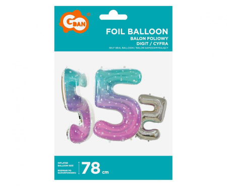 Balon foliowy Cyfra 5, Kosmos, 78 cm - Godan S.A. zdjęcie 2