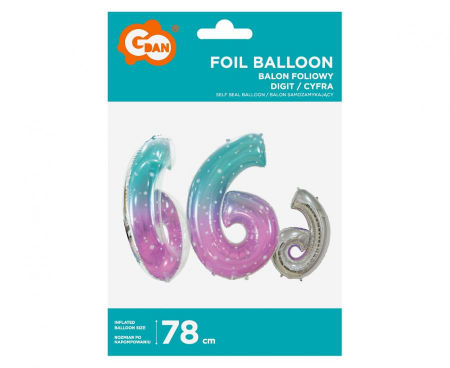 Balon foliowy Cyfra 6, Kosmos, 78 cm - Godan S.A. zdjęcie 2