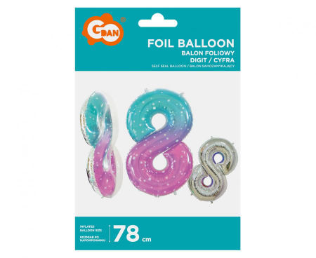 Balon foliowy Cyfra 8, Kosmos, 78 cm - Godan S.A. zdjęcie 2