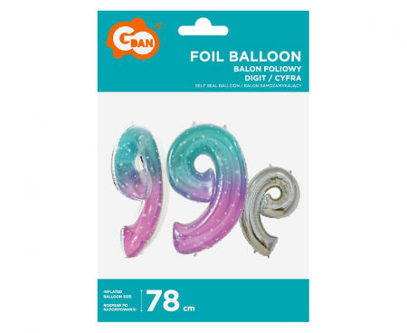 Balon foliowy Cyfra 9, Kosmos, 78 cm - Godan S.A. zdjęcie 2