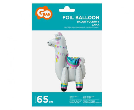 Balon foliowy Lama, 65 cm, biała, stojąca, zwierzęta - Godan S.A. zdjęcie 2