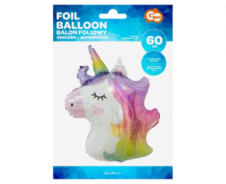 Balon foliowy Unicorn, Jednorożec (głowa), 75 cm, błyszczący, unicorn - Godan S.A. zdjęcie 2