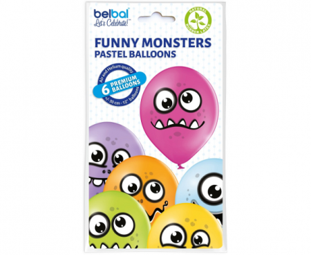 Balony D11 Funny Monsters, zestaw 6 szt. - Belbal zdjęcie 2