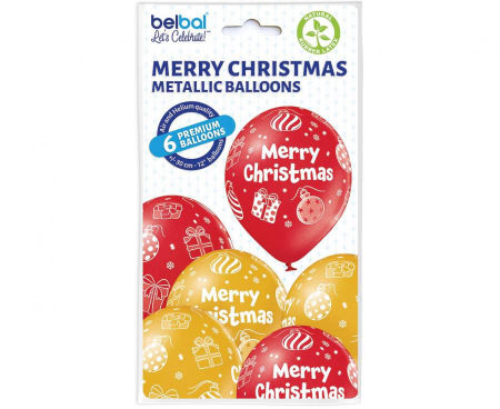 Balony D11  Merry Christmas 1C5S, 6 szt., zestaw - Belbal zdjęcie 2