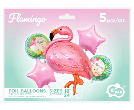 Balony foliowe - zestaw Flaming, 5 szt. - Godan S.A. zdjęcie 2