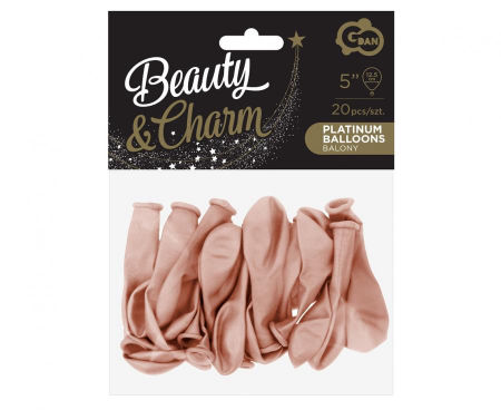 Balony Beauty&Charm, platynowe różowo-złote 5"/ 20 szt., zestaw - Godan S.A. zdjęcie 2