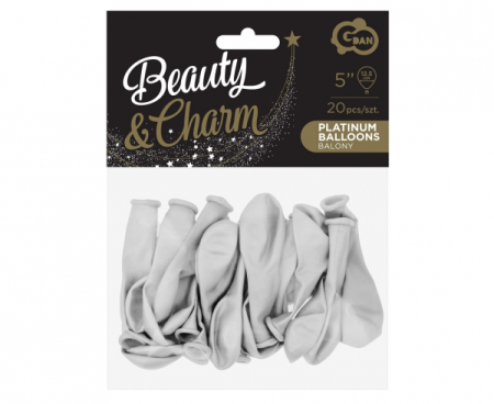 Balony Beauty&Charm, pastelowe białe 5"/ 20 szt., zestaw - Godan S.A. zdjęcie 2