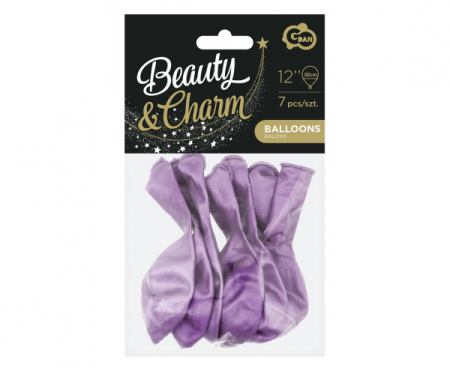 Balony Beauty&Charm, platynowe fioletowe 12"/ 7 szt. - Godan S.A. zdjęcie 3