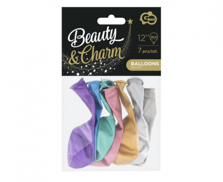 Balony Beauty&Charm, platynowe mix 12"/ 7 szt., zestaw - Godan S.A. zdjęcie 3