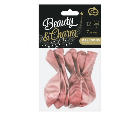 Balony Beauty&Charm, platynowe różowe 12"/ 7 szt. - Godan S.A. zdjęcie 3