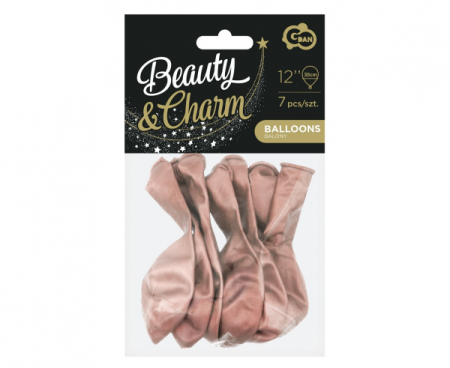 Balony Beauty&Charm, platynowe różowo-złote 12"/ 7 szt., zestaw - Godan S.A. zdjęcie 3