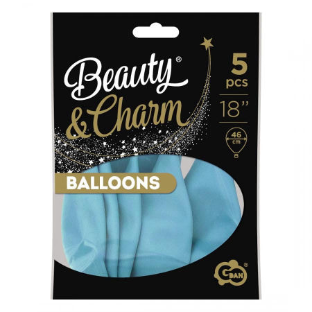 Balony Beauty&Charm, makaronowe, niebieskie 18" / 5 szt., zestaw - Godan S.A. zdjęcie 3