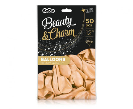 Balony Beauty&Charm, makaronowe łososiowe 12"/ 50 szt., zestaw - Godan S.A. zdjęcie 3