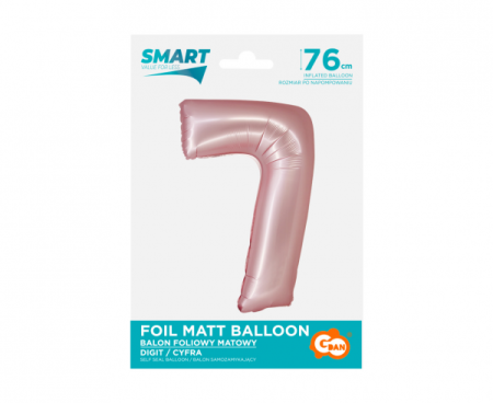 Balon foliowy Smart, Cyfra 7, j. różowa matowa, 76 cm - Godan S.A. zdjęcie 2