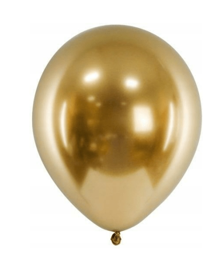 Balony Glossy balloons, złoty chrom, 12", 30cm, 50 szt., lustrzane, zestaw - PartyDeco zdjęcie 1