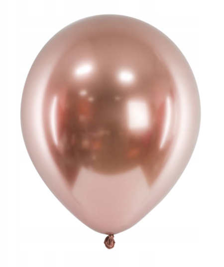 Balony Glossy balloons, Rose Gold, różowo-złoty chrom, 12", 30cm, 10 szt., lustrzane, zestaw - PartyDeco zdjęcie 3