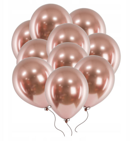 Balony Glossy balloons, Rose Gold, różowo-złoty chrom, 12", 30cm, 10 szt., lustrzane, zestaw - PartyDeco zdjęcie 1