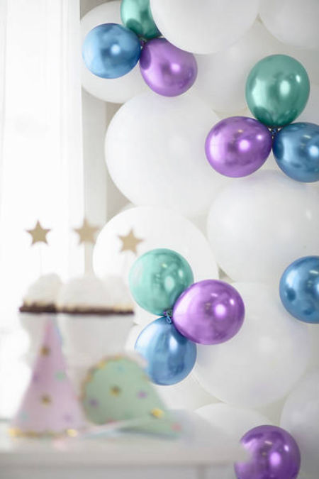 Balony Glossy balloons, niebieski chrom, 5", 12cm, 50 szt., lustrzane, zestaw - PartyDeco zdjęcie 2